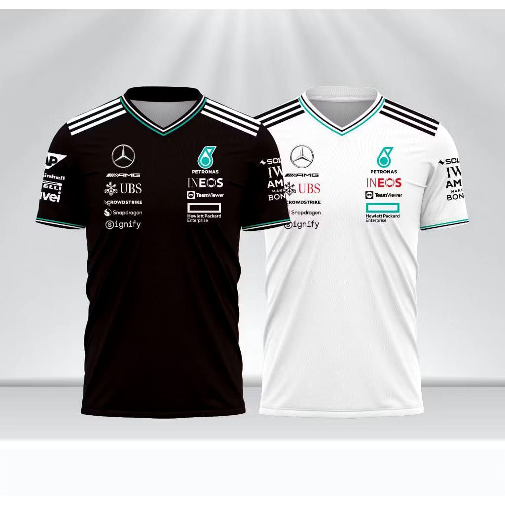 FORMULA ONE MERCEDES-AMG 2025 เสื้อแข่งขาวดํา