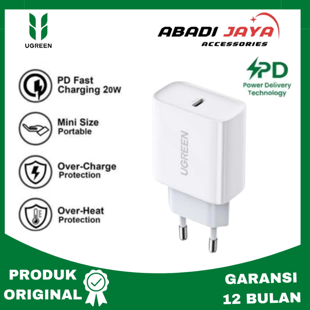 UGREEN ADAPTER 20W PD FAST CHARGER สีขาว 60450