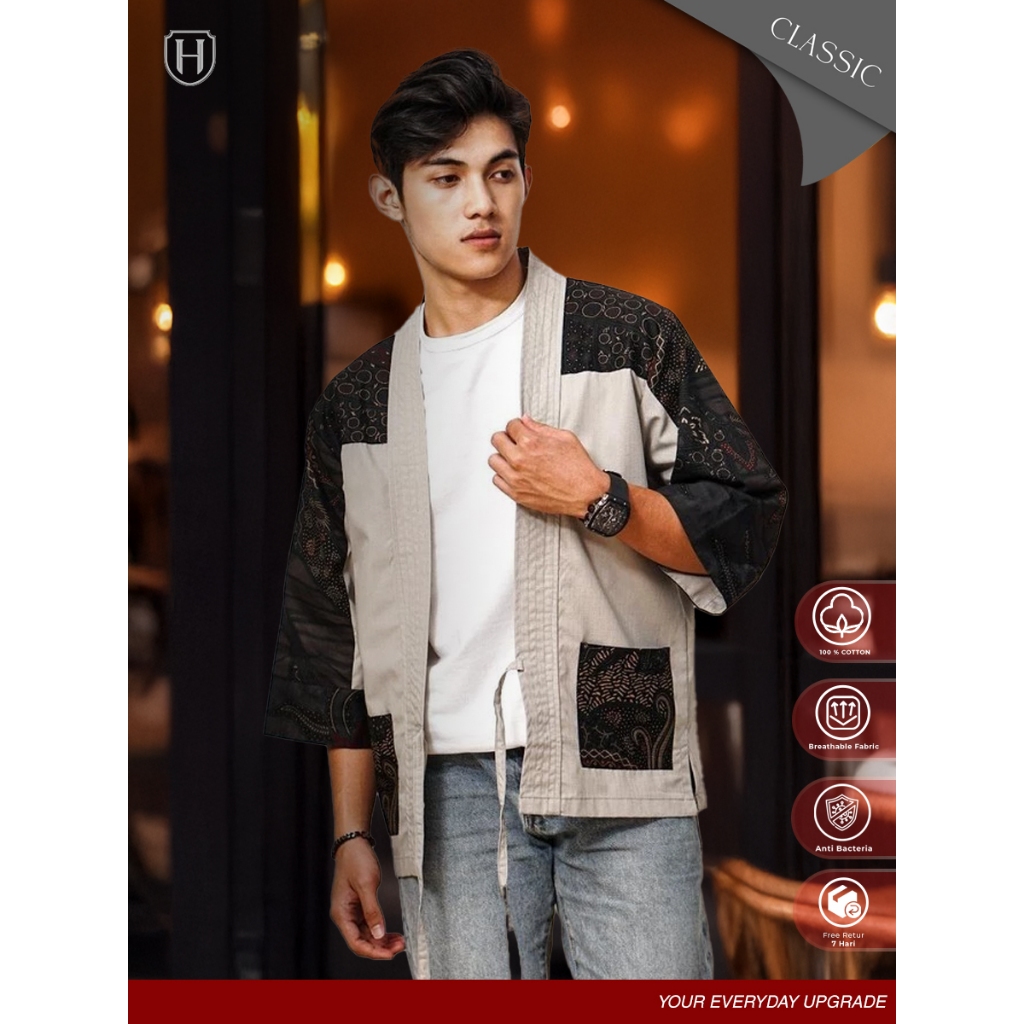 HAILUK Shuji Outer Outer Kimono Premium Mens Raglan Sleeve