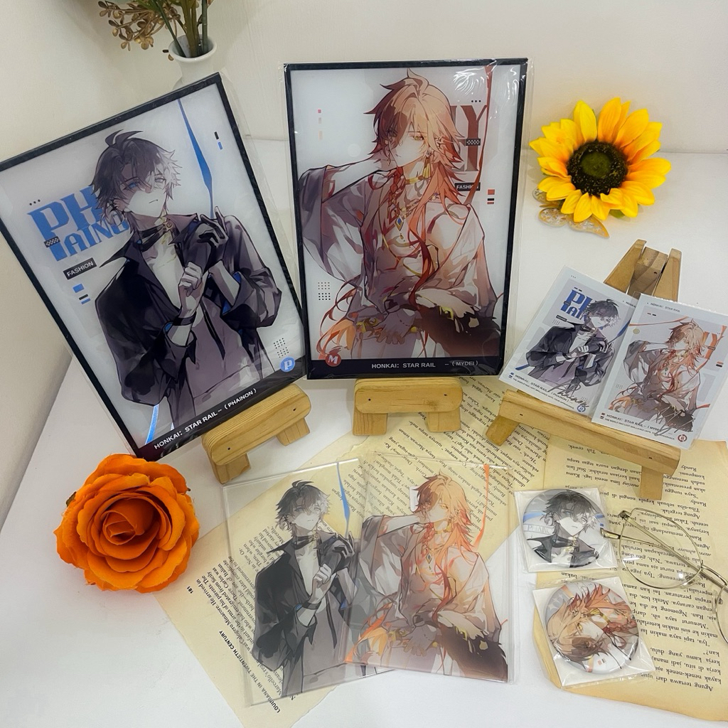 รางดาว Honkai HSR Painon x Mydei Paidei by Iron การ์ดโปร่งใสอะคริลิค Glittter Shikishi ตราโพลารอยด์