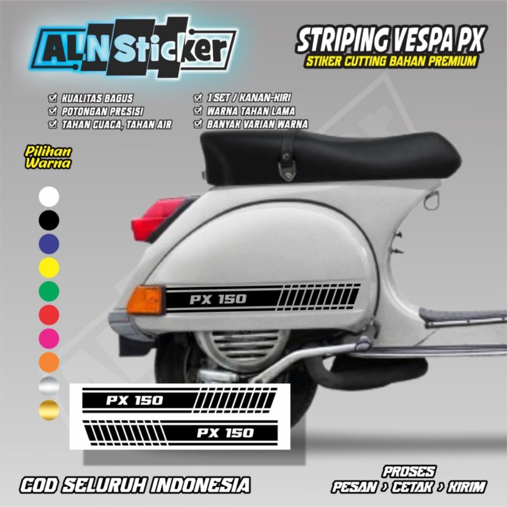 สติ๊กเกอร์ตัด Lis PX 150 สําหรับรถมอเตอร์ไซค์ Vespa PX / Vespa PX 150 striping