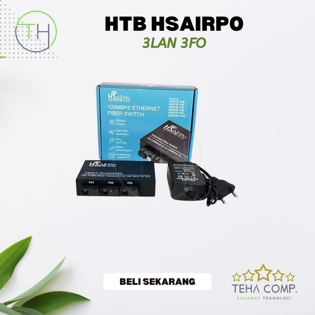 HTB HSAirpo CM3F3E POE 3FO 3LAN Media Converter Gigabit 1000 Mbps 100Mbps