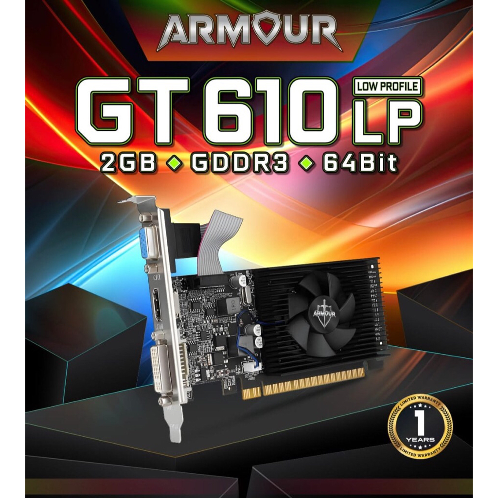 การ์ด VGA ARMOUR GT610 DDR3 2GB 64Bit