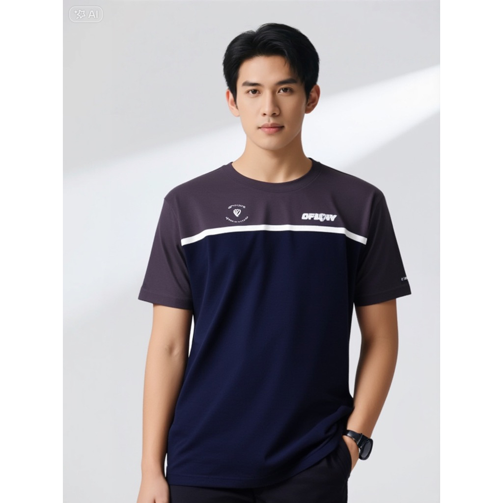 เสื้อยืด Dflow ฟรีสติ๊กเกอร์ สีน้ําตาลดํา รวมกัน