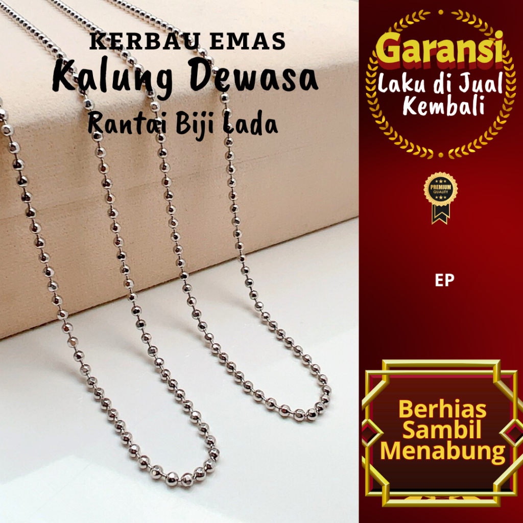 KPD 1023 Golden Buffalo ธรรมดาผู้ใหญ่สร้อยคอ Pepper Seed Chain สีขาวสีทองทนทานสี Anti-Allergy ขนาด 4