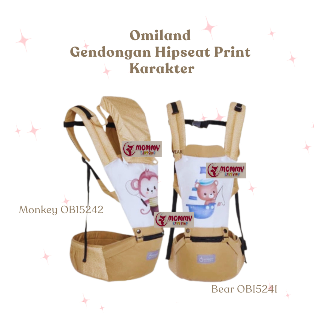 Omiland Hipseat Carrier Print Bear Character OB15241 & Monkey OB15242