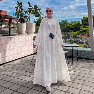 Raya Series - Zeqa Abaya Dress Embroidery Cotton Polo Linen Premium Busui Friendly Motif Tidak Bisa Selalu Sama By Diarletta