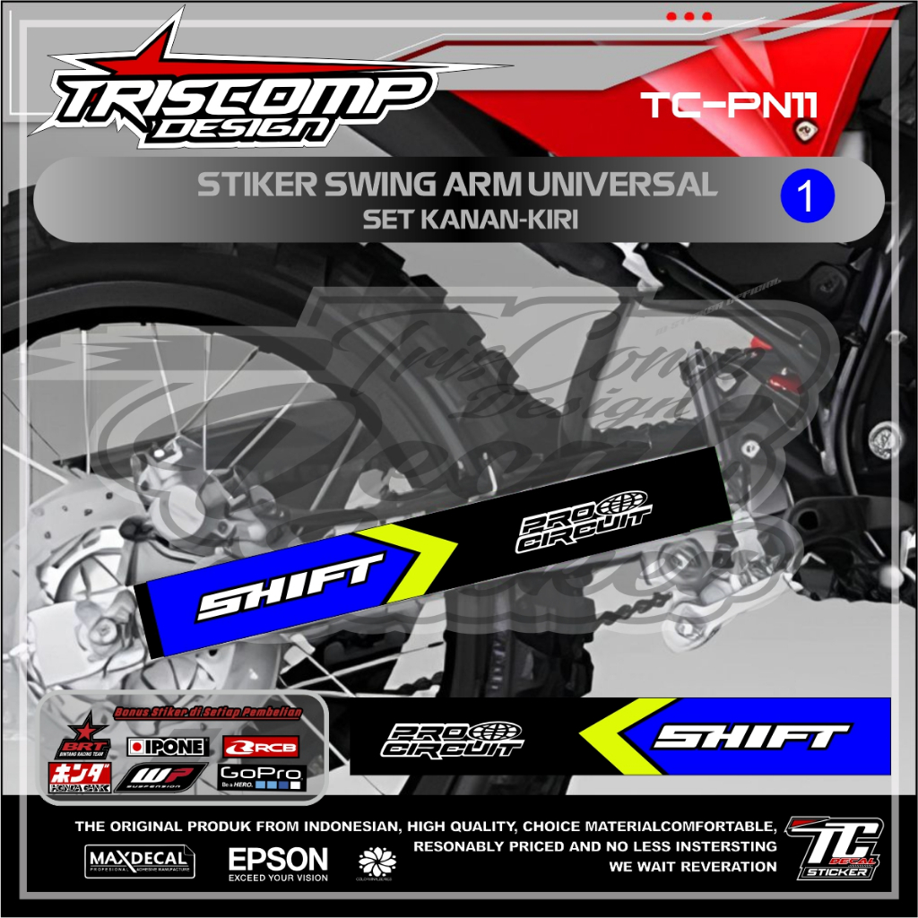 Universal Swing Arm สติกเกอร์ขวาซ้ายหนึ่งชุดคู่ KLX CRF KX WR YZ KTM Gordon Dtracker ETC Cool การออก