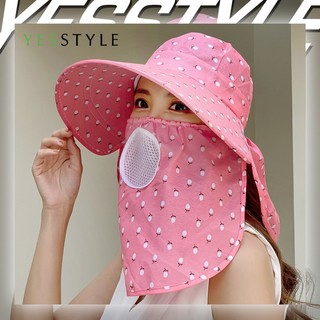 Yesstyle Topi Visor Lipat Full Face Masker Topi Pantai Wanita Motif Bunga