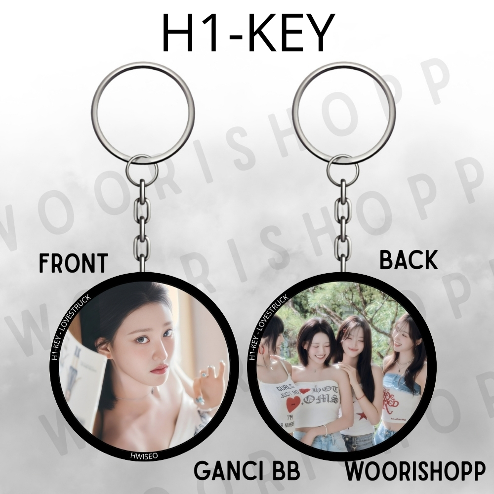 GANTUNGAN KEYCHAIN H1-KEY LOVESTRAUCK REVERSIBLE KEYCHAIN KPOP KEYCHAIN UNOFFICIAL HWISEO RIINA SOEI
