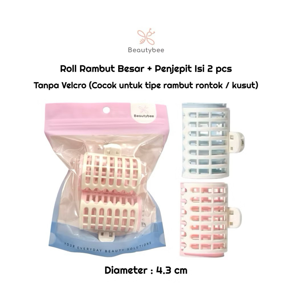BEAUTYBEE LARGE HAIR ROLLER + CLAMP / HAIR ROLLER ONTENTS 2 WITHOUT VELCRO (C096)
