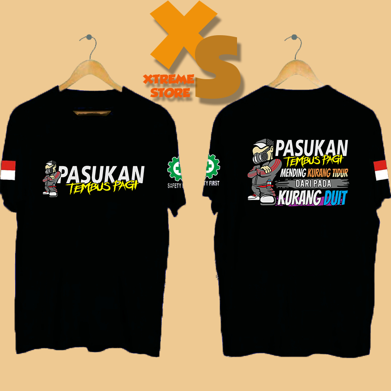 // เสื้อยืด DISTRO ผู้ชาย MENDING LESS SLEEP MORNING-THROWN TROOPS // XTREME-STORE