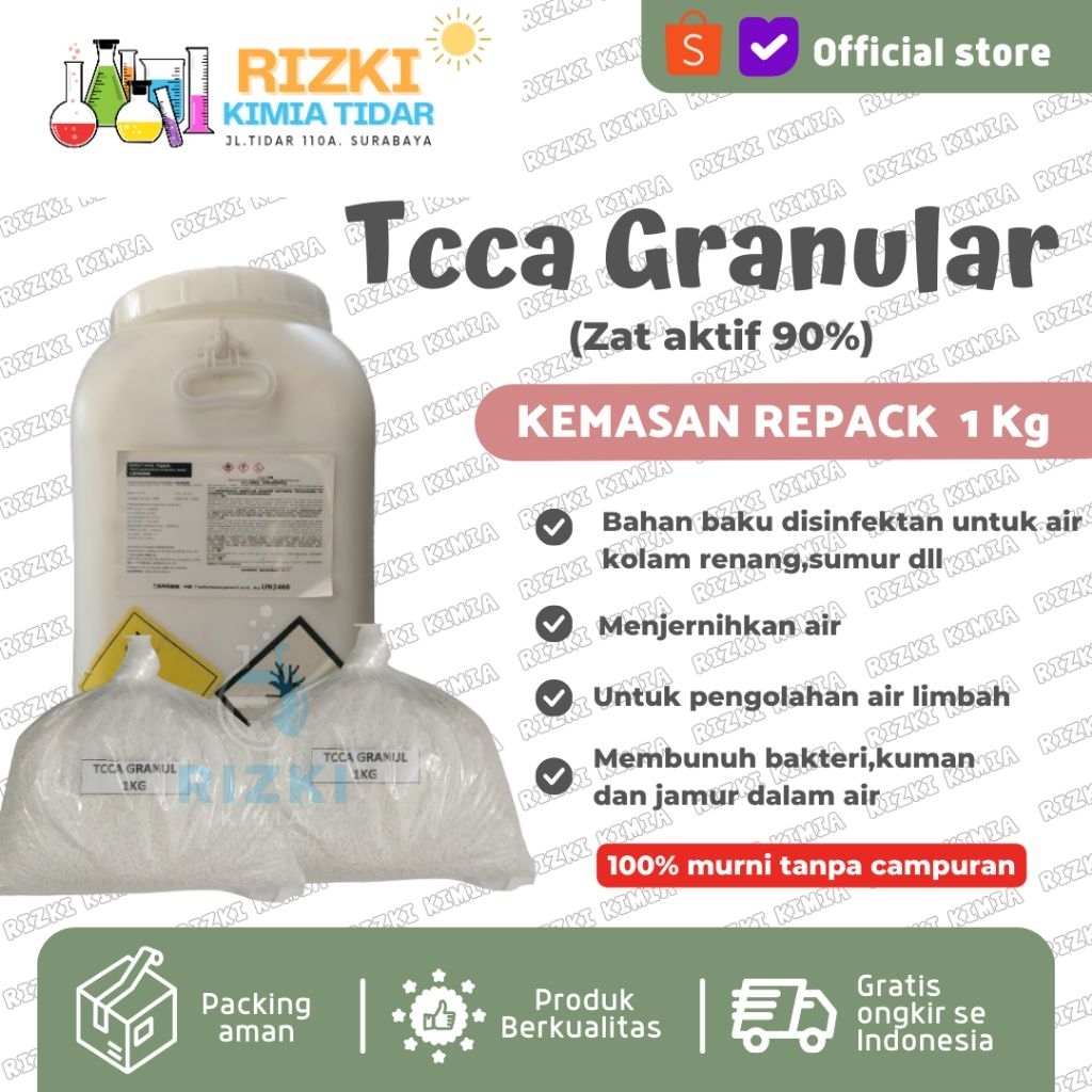 Tcca Granular Chlorine เครื่องกรองน้ําสระว่ายน้ํา 1 กก. 90%