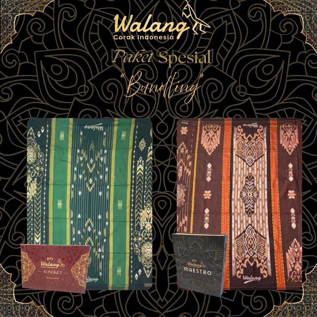 HIJAU [BUNDLING SPECIAL] Walang Signature DJR Sarong Green/Olive + Walang Maestro Sarong Full Color 