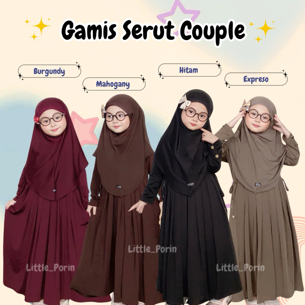 Little Porin - Aseqa Couple Drawstring Abaya - เสื้อผ้า Syari สําหรับเด็กและคุณแม่ - ชุดเจอร์ซีย์
