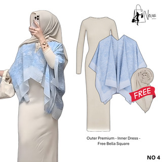 Setelan Wanita Kekinian 3in1 | Outfit ke Kondangan (Outer Premium, Inner Dress, Bella Square) |  NO4