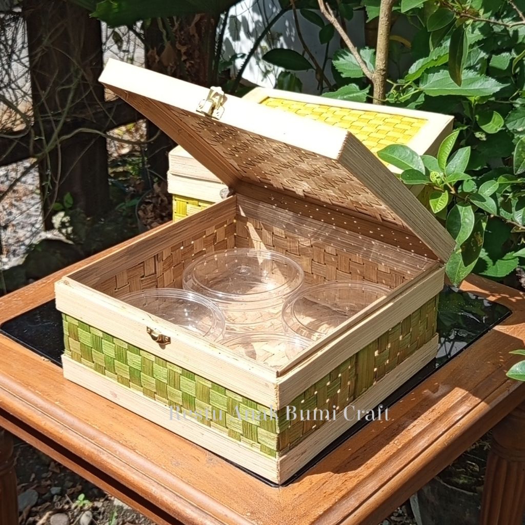 HIJAU (R25) กล่องพัสดุ กล่อง hampers กล่อง 20cm 25cm 30cm สีเขียวและสีเหลือง | ตะกร้าไม้ไผ่ | จัดส่ง