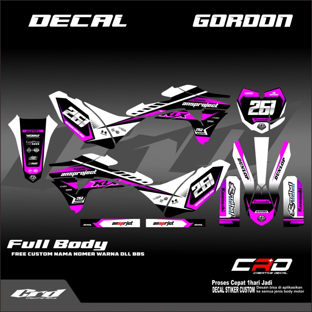 สติ๊กเกอร์รูปลอก KLX GORDON FULL BODY DECAL GORDON DECAL STICKER VARIATION KLX GORDON ฟรี REQUEST
