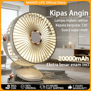 20000mAh Klip Desktop Baru Kipas Angin Isi Ulang USB dengan Lampu Malam Bisu Kipas Angin Mini Siswa Kantor Portabel Umur Panjang