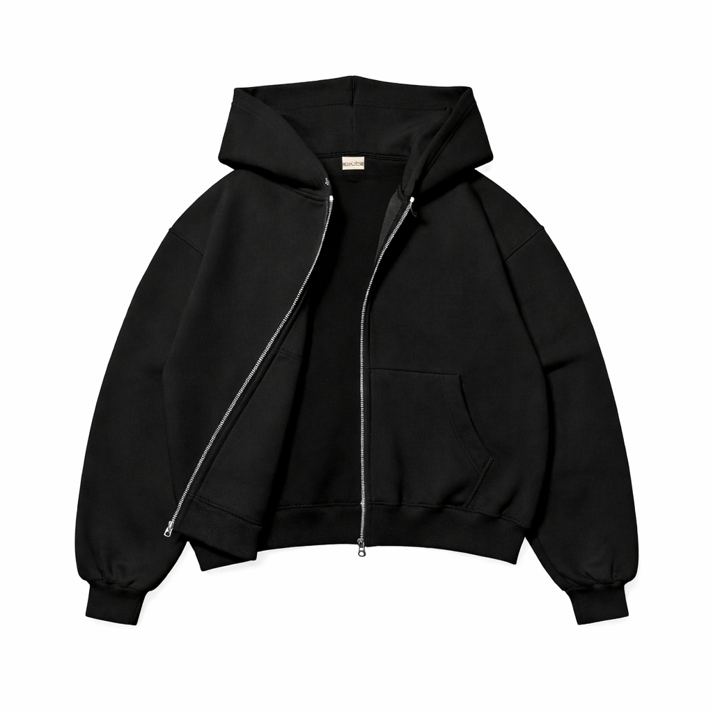 PERRYFOYE - Boxy Double Zipper Black / Boxy Hoodie / Double Zipper Hoodie