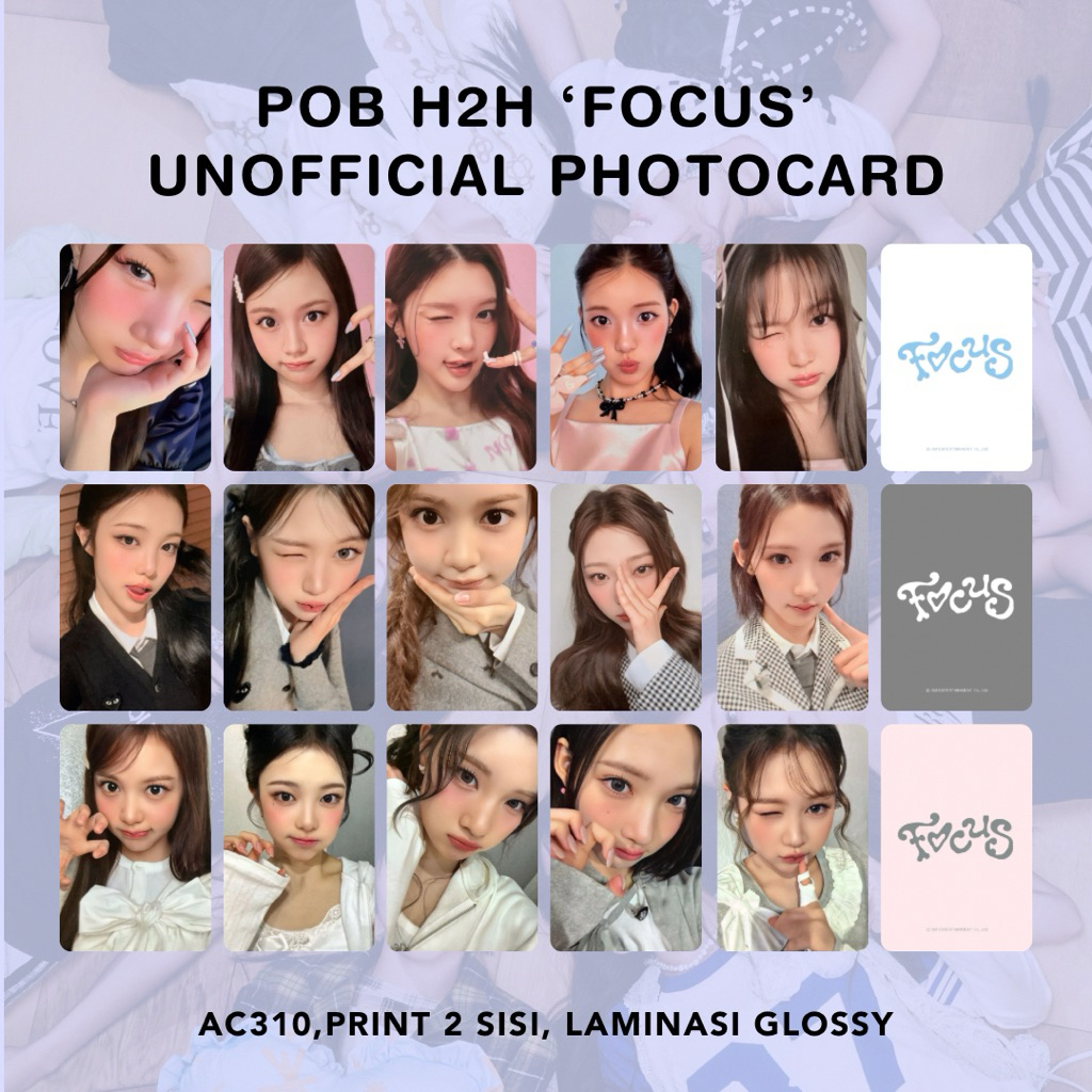 POB HEART2HEARTS H2H FOCUS Unofficial Photocard Jiwoo Carmen Juun A-Na Stella Ye-On Yuha Ian Heart L