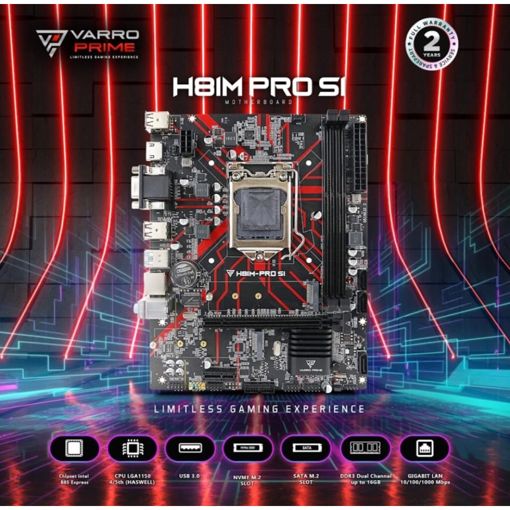 VARRO GAMING H81M Pro S1 เมนบอร์ด (บอร์ดใหญ่)