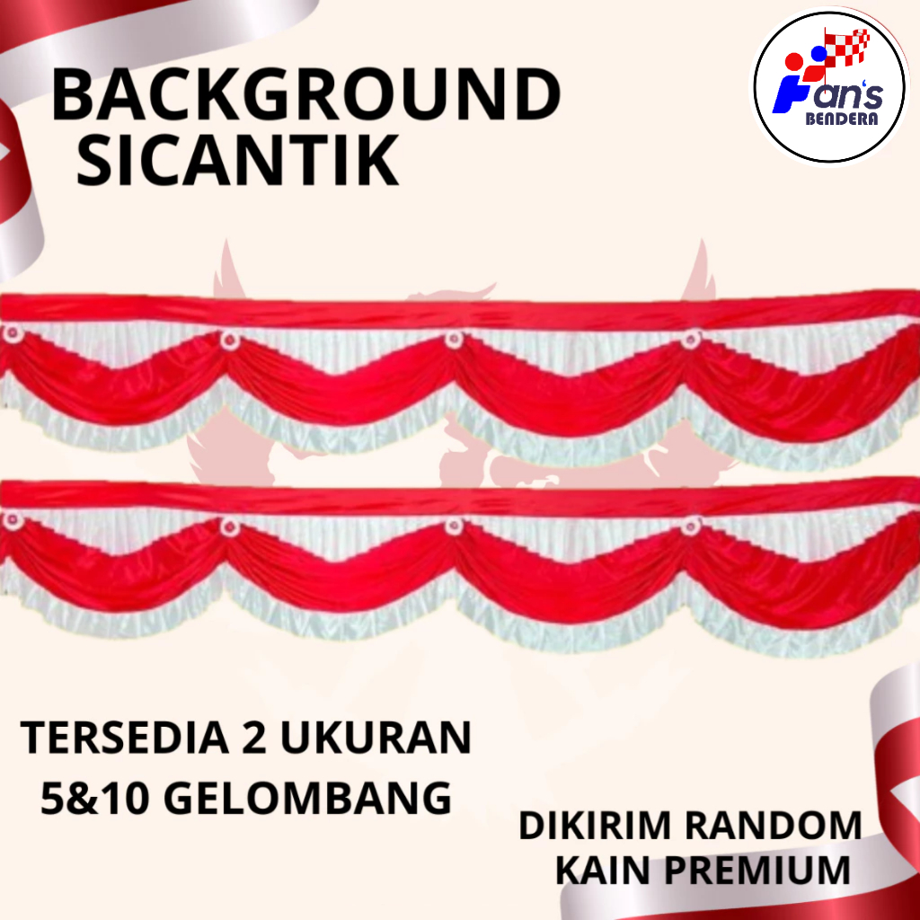 MERAH RED WHITE MINI BACKGROUND 10 WAVES 5 WAVES