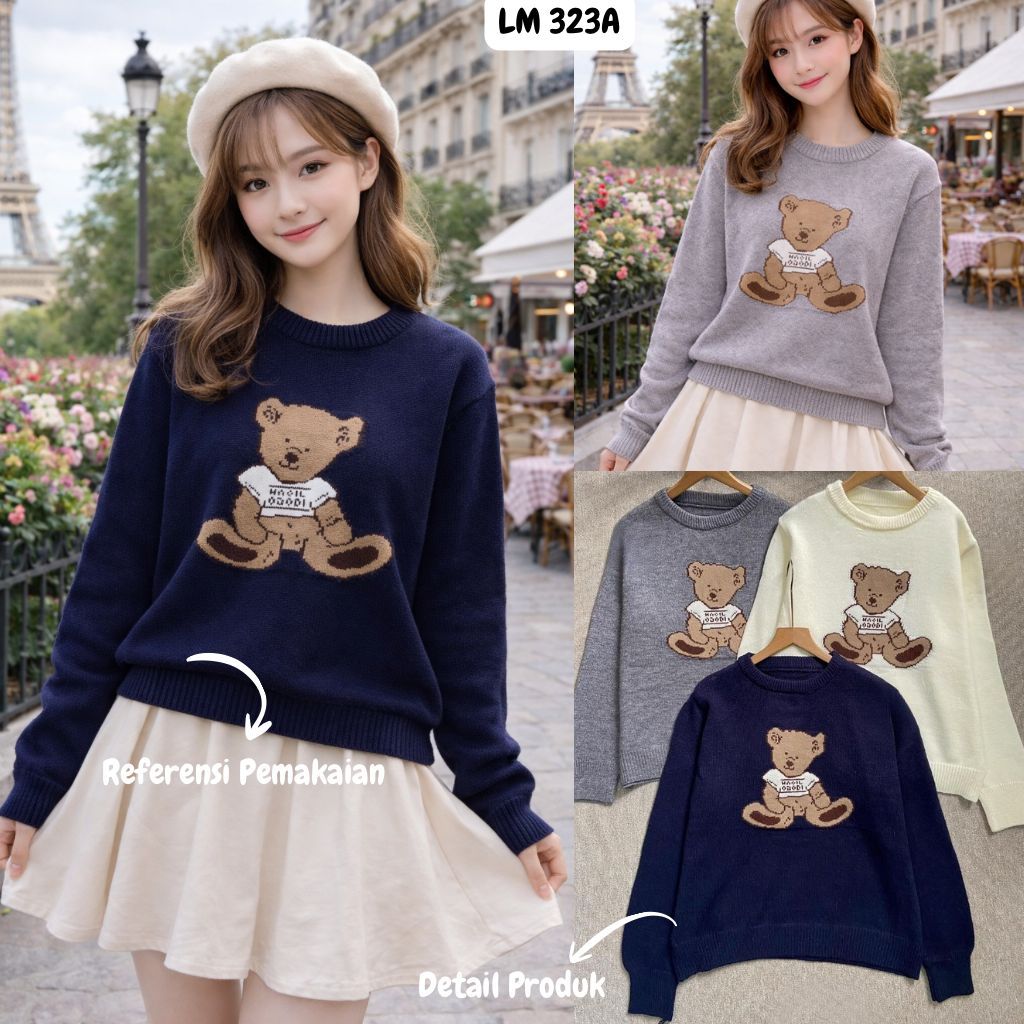 HAPPY SHOP - WOMENS KNIT SWETER TOP LM323A 323 PREMIUM, LAST, แฟชั่น