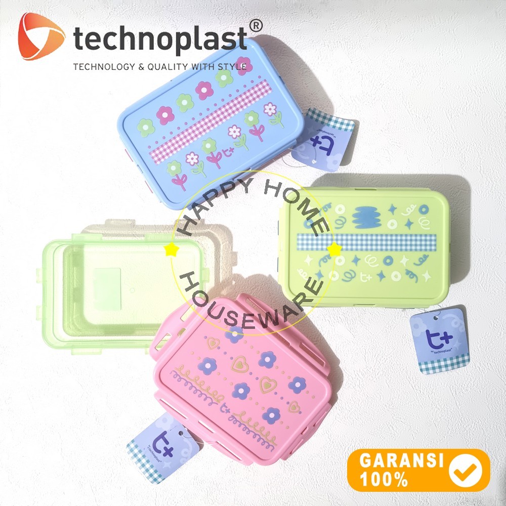 TECHNOPLAST T+ Cherry Food Container 750ml กล่องอาหารกลางวันไม่มี Dividers 750ml Bpa ฟรี
