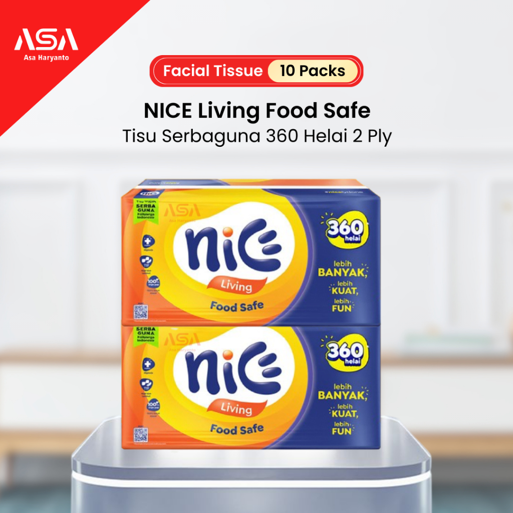 PACKAGE 10 PACKS NICE กระดาษเช็ดหน้า 360 Strands 2 Ply