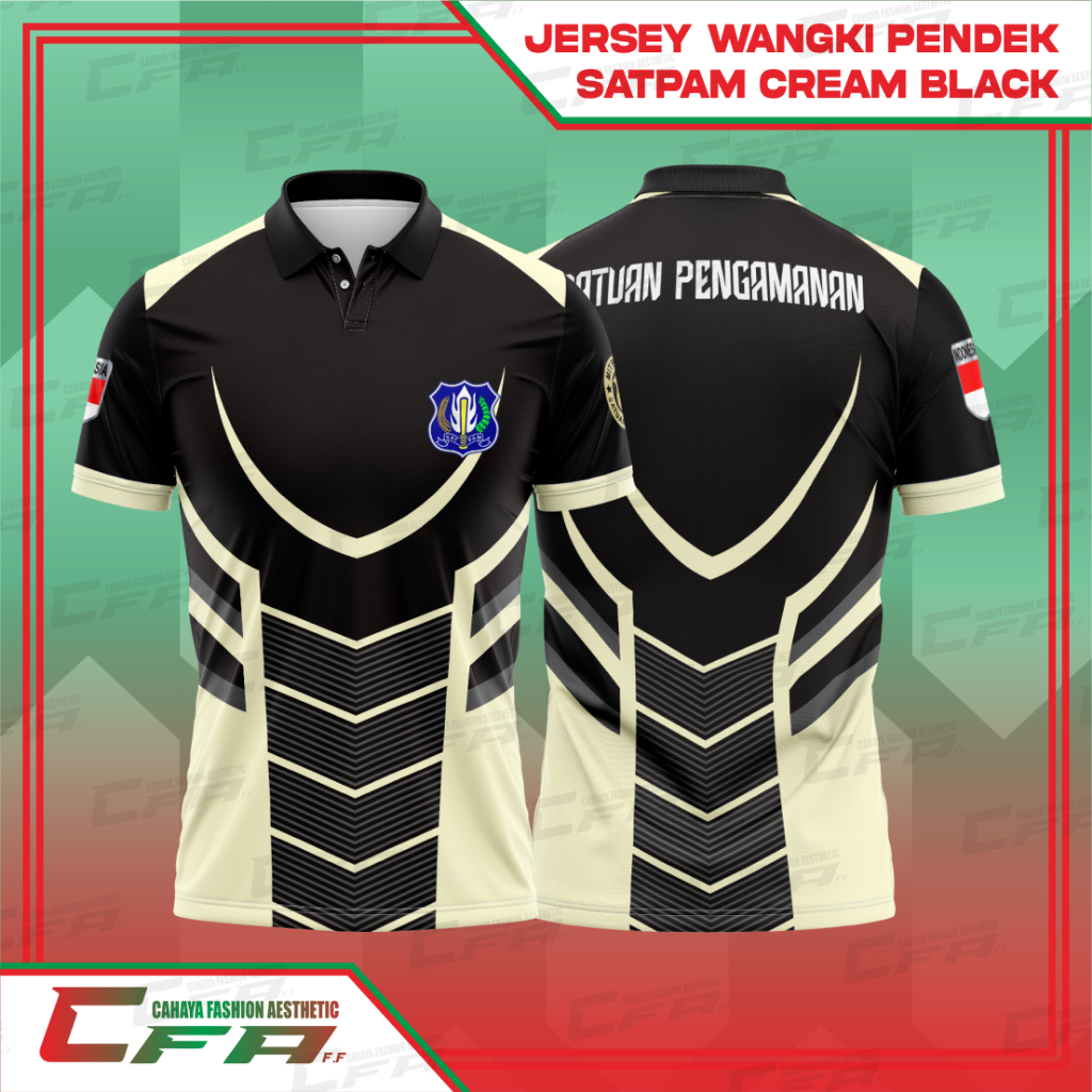 CFA CREAM สีดํา WANGKI SECURITY JERSEY SHORT SLEEVE DRYFIT MILANO พิมพ์เต็ม UNISEX SPORTY กีฬาเสื้อผ