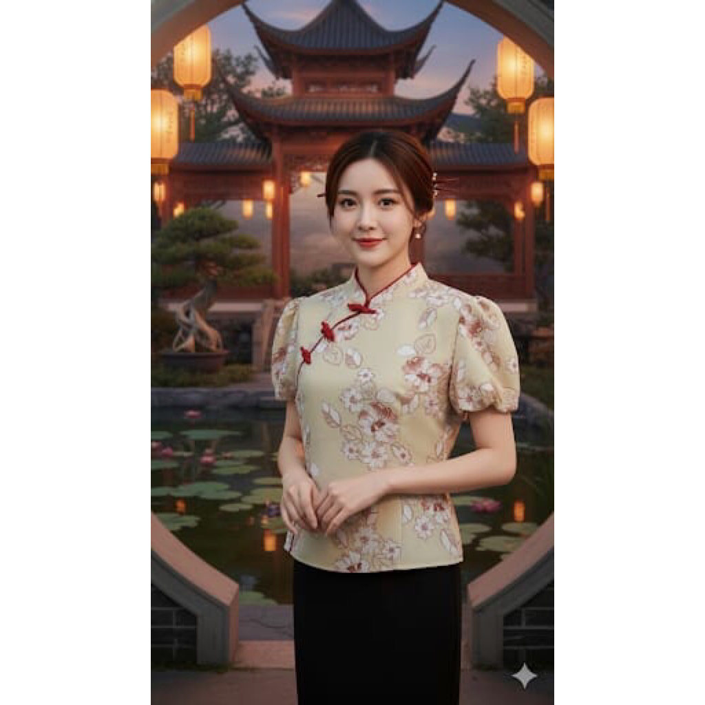 ปลอกคอเซี่ยงไฮ้ Cheongsam top qibao ตรุษจีนและลําลอง