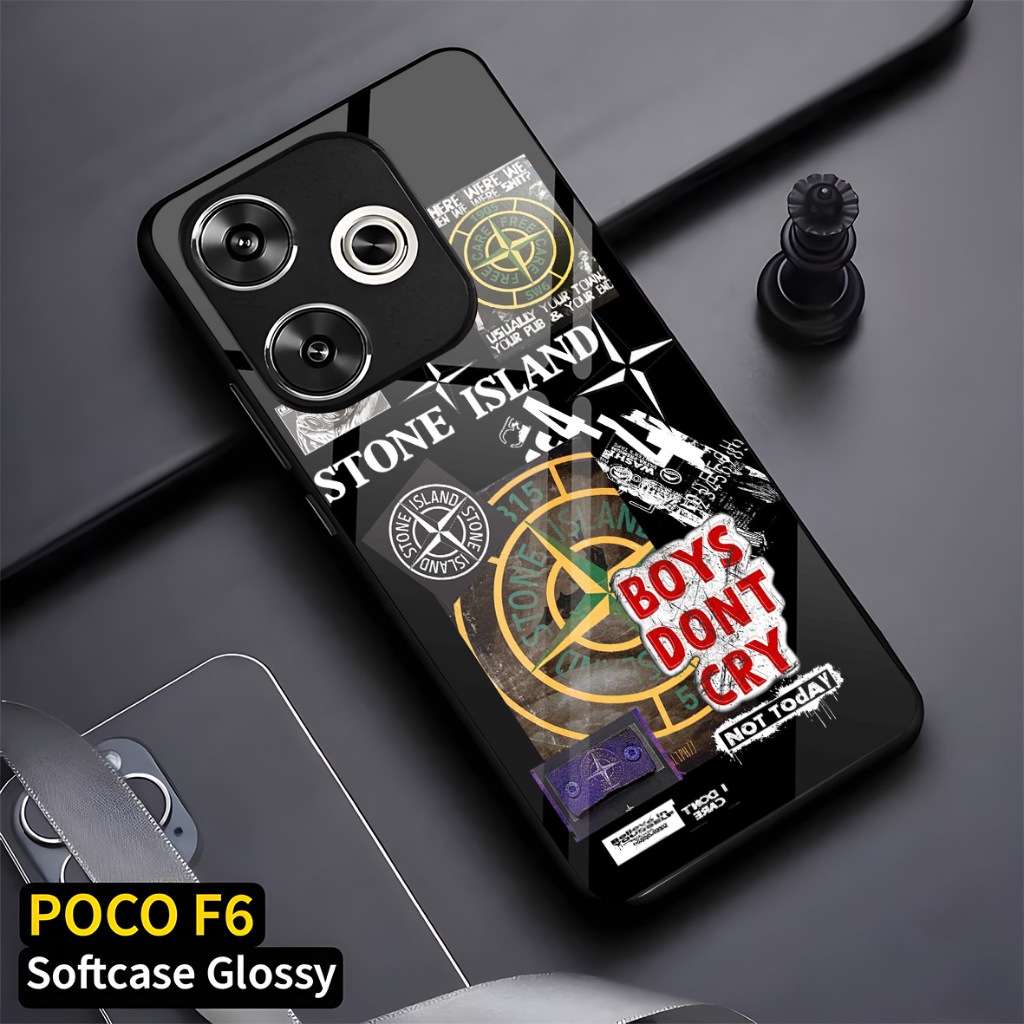 เคส Glitter Glass สําหรับ POCO F6 POCO F1 POCO F3 POCO F4 POCO F5 POCO F7 ล่าสุด - แฟชั่น CASUAL AES