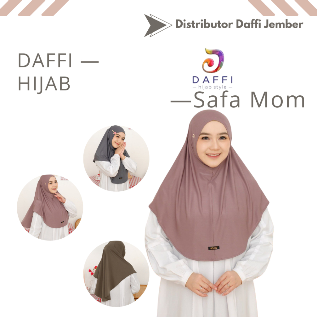 Daffi Hijab Safa Mom Instant Bergo Hijab Khimar Jersey วัสดุคุณภาพ Xable
