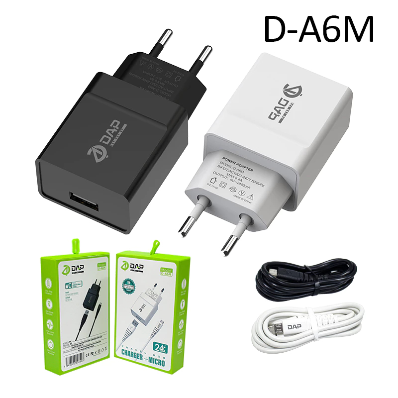 DAP D-A6M PD 18 วัตต์ 2.4 A Charger รวมสาย USB เป็น Micro DAP D-A6M Fast Charging