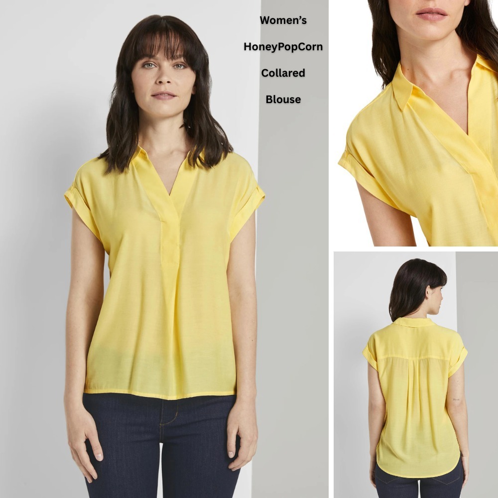 เสื้อเชิ้ตแขนสั้นผู้หญิง (TTL35 HONEYPOP COLLAR BL)