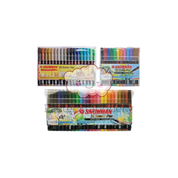 Snowman ชุดแปรงปากกา 12 24 36 สีเครื่องหมายประดิษฐ์ตัวอักษร Snowman Brushpen BM-12 BM-24 BM-36