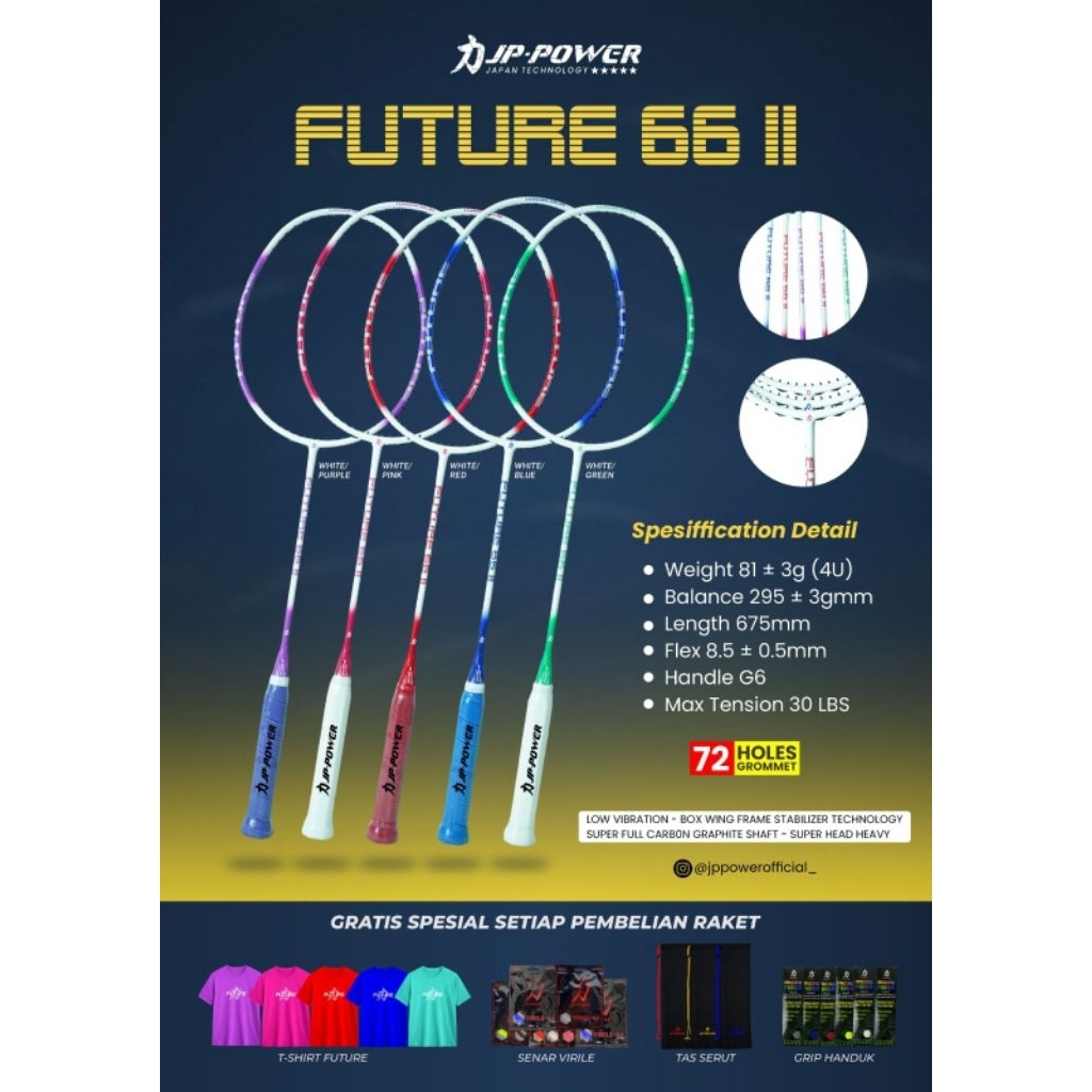 ต้นฉบับ JP POWER FUTURE 66 ไม้แบดมินตัน