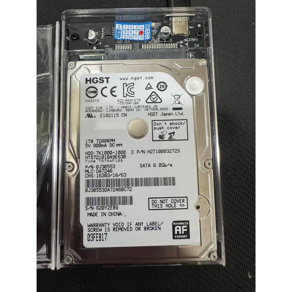 HGST Hitachi Hard Disk แล็ปท็อป 1TB 7200rpm SATA 2.5 นิ้ว HDD พร้อม Enclosure Orico ชุดสําหรับการจัด
