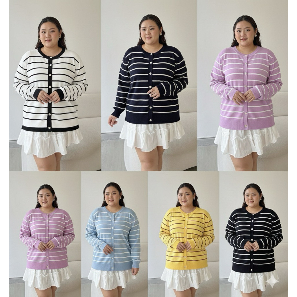 NANCY SOFT KNIT STRIPED CARDIGAN / JUMBO COLORED STRIPE CARDIGAN