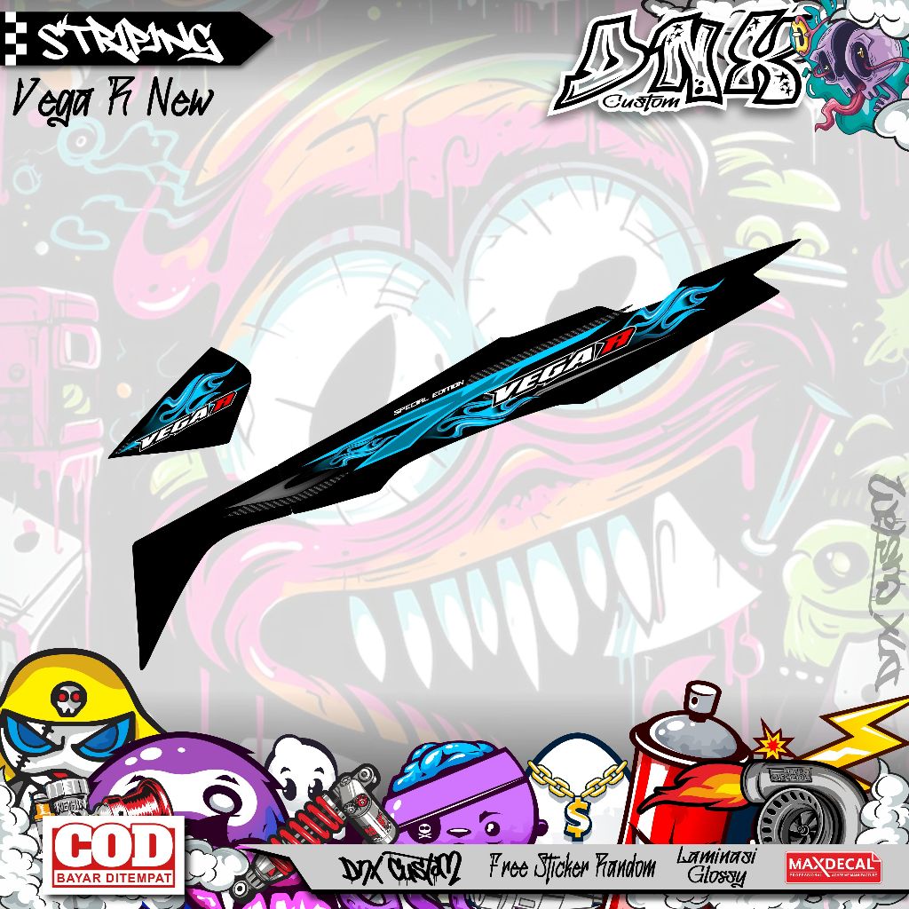 STRIPING STICKER VARIATION YAMAHA VEGA R NEW MOTIF API MIX CARBON KD1