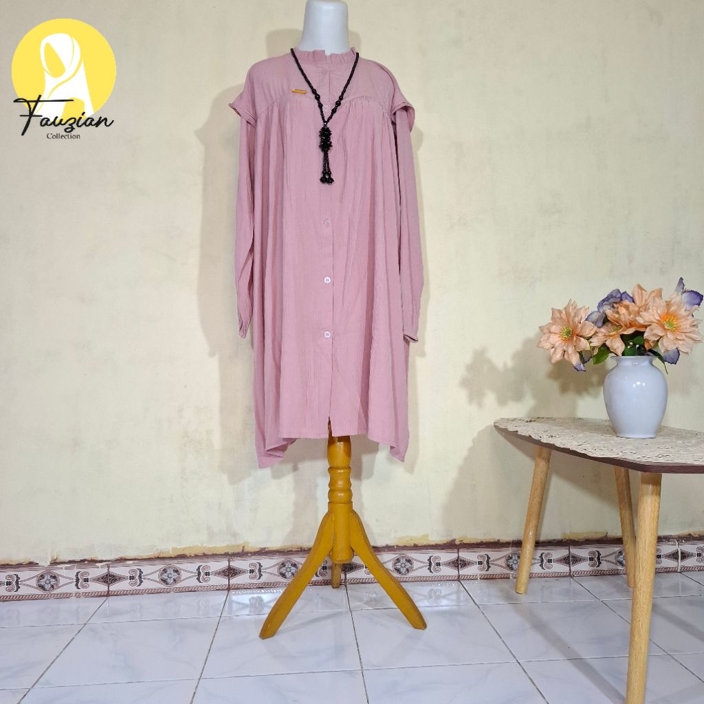 Jumbo Wood Fiber Cringkle Long Tunic LD 120 cm / Premium Pearl Knit Tunic by Fauzian Collection