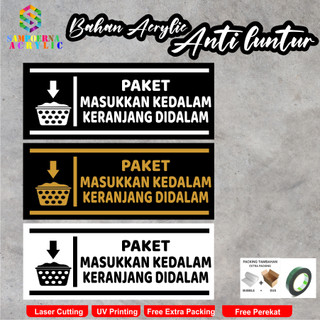 AKRILIK SIGN PAKET MASUKAN DALAM KERANJANG TIPE 1 ACRYLIC CUSTOM SIGNAGE