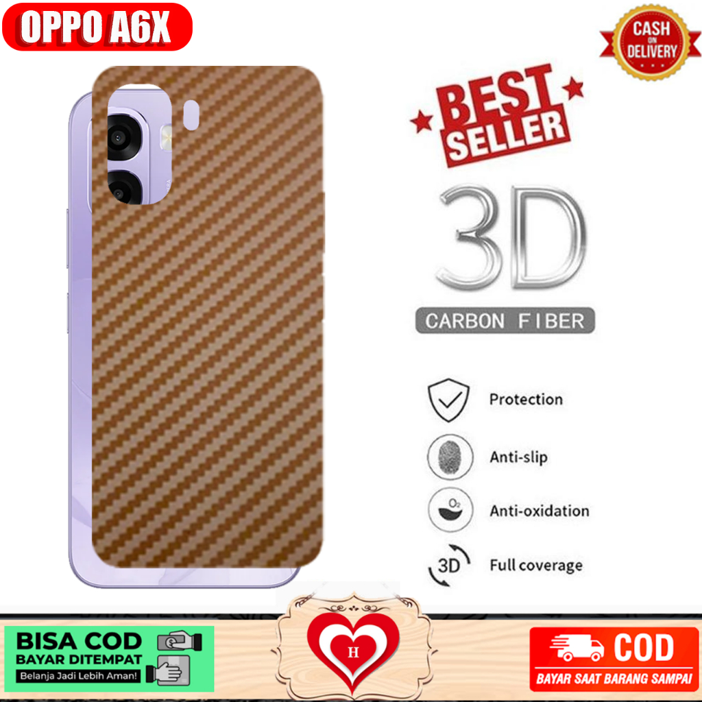 GARSKIN CARBON GOLD OPPO A6X A6 A6T A6S A6K SKIN PROTECTOR GOLD