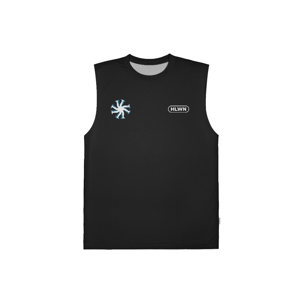 HLWN Running Unisex Muscle Jersey สีดํา - อ่อนเยาว์