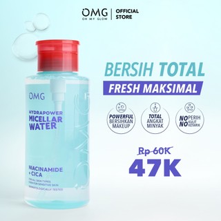 OMG HydraPower Micellar Water 65 Ml & 300 Ml with Niacinamide & Cica - Makeup Remover Cleansing Water dan Melembabkan Wajah - Low PH - Glow Skin Care