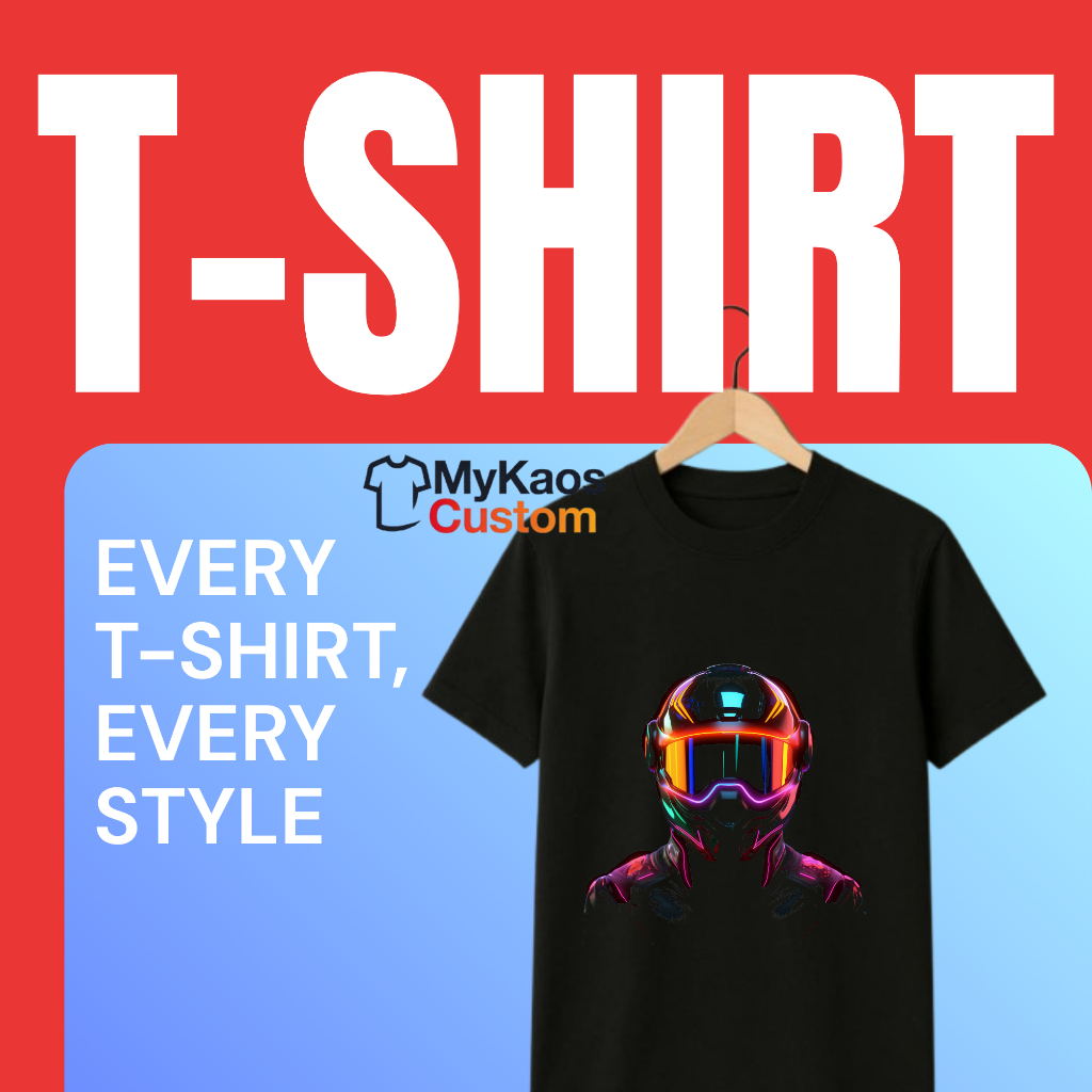 KATUN DTF เสื้อยืดพิมพ์ลายเดี่ยว BIKER HELMET NEON GLOW - ผ้าฝ้ายหวี 20s (หนาขึ้น) - คุณภาพ Distro