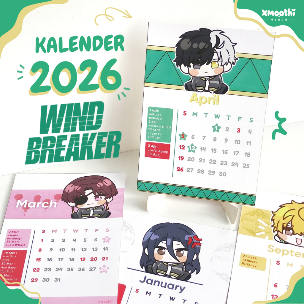 WINDBREAKER CALENDAR 2026 - ANIME WIND BREAKER MINI DESK CALENDAR 2026 - ANIME WINDBREAKER CALENDAR