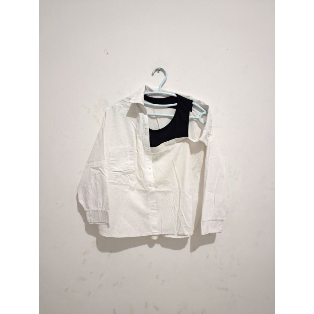 KEMEJA KATUN เสื้อครอป JC ขนาดใหญ่สีขาวสําหรับผู้หญิง, วัสดุผ้าฝ้าย, Ld 120 cm