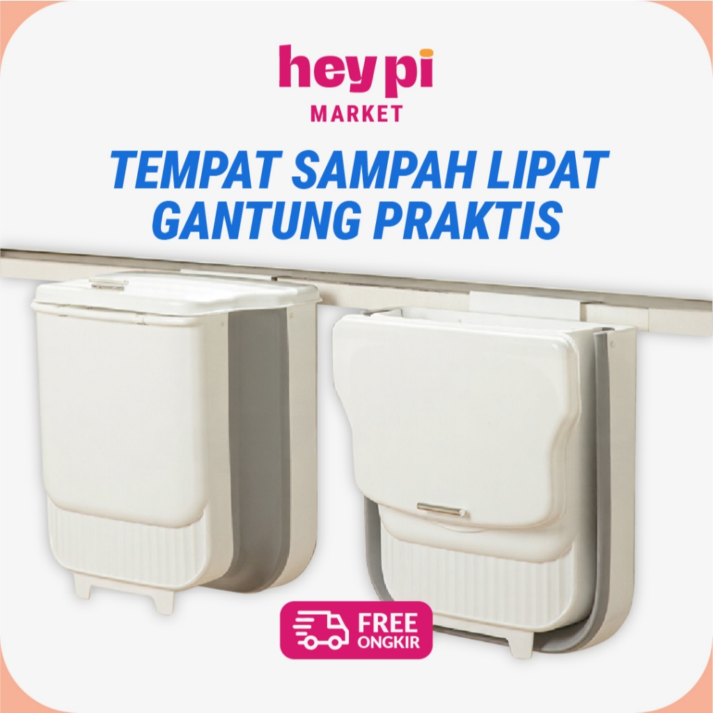 เฮ้ปี | ถังขยะแบบแขวนพับที่ใช้งานได้จริง | ถังขยะติดผนังห้องน้ําแบบพับได้พลาสติกป้องกันการเจาะโต๊ะห้